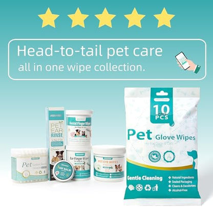 MEDUWEDU Ear Cleaner Wipes 120 Counts, Dog Ear Cleaner, Grooming Kit Care for Dogs and Cats, Soft & Easy Otic Cleaning Pads, Remove Wax, Dirt & Stop Smelly, Itchy, Non-Irritating, Coconut Scent
