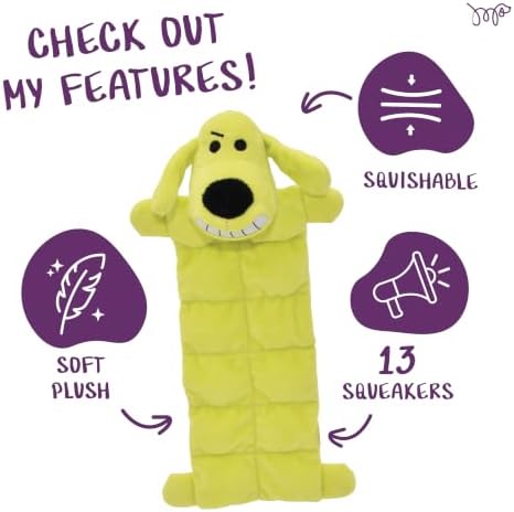 Multipet Original Loofa Dog Plush Toy Mat - Squeaky Toys for All Dogs - Extra Soft Plush - Stuffed Animal Dog Toys for Playing (1 Count, 12”, Random Color Surprise)