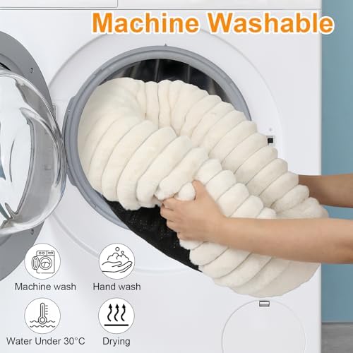 Washable Large Dog Bed,Fluffy Puppy Kitten Beds for Small Dogs(White,XL)