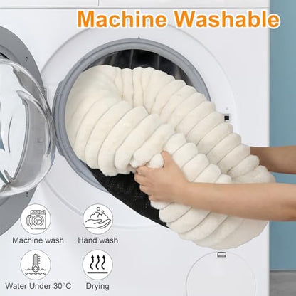 Washable Small Cat Dog Bed,Puppy Bed Cat Beds for Indoor Cats(White,M)
