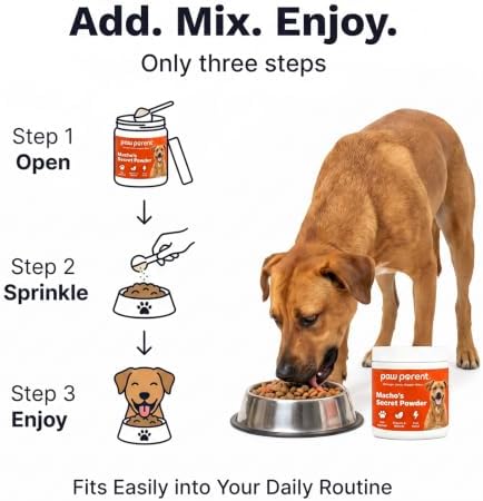 Paw Parent Macho's Secret Powder, Green Lipped Mussel Hip & Joint Powder for Dogs, Spine and Disc Powders, Cardiac Shield Formula with Glucosamine, Msm & Omega-3 for Mobility Support，2Pc