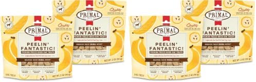 Primal Freeze Dried Dog Treats, Peelin' Fantastic; Chicken & Banana with Goat Milk, Grain Free Training Treats for Dogs, 2 oz (Pack of 4)