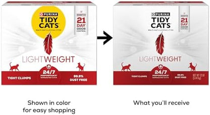 Purina Tidy Cats Lightweight Cat Litter, Low Dust, Clumping, Odor Control 24/7 Performance Multi Cat Litter, Clean Linen Scent, 12 lbs