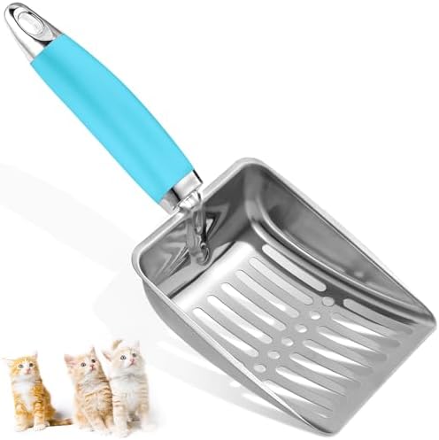 Cat Litter Scoop - Stainless Steel Metal Cat Litter Scoop-Sturdy Mesh Scooper - Mesh Shovel-Easy to Clean - Suitable for Cat Litter Box -Blue-Christmas