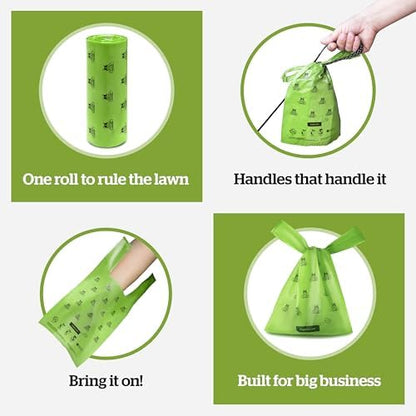 Pogi's Compostable Poop Bags with Easy-Tie Handles – Leak-Proof, Extra-Large, Made with Plants (Single Roll, 120-Count)