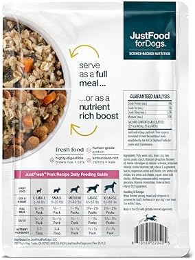 JustFoodForDogs JustFresh Fresh Wet Dog Food or Topper - Pork, 7 Pack
