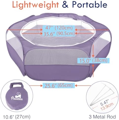 Pawaboo Small Animal Playpen with Zippered Cover, Purple