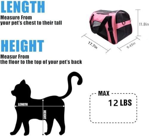 ZaneSun Cat Carrier,Soft-Sided Pet Travel Carrier for Cats,Dogs Puppy Comfort Portable Foldable Pet Bag Airline Approved (Medium-LightPink)