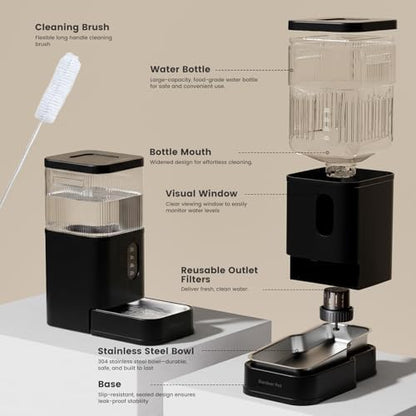 2.9 Gallon Automatic Dog Water Dispenser with Stainless Steel Bowl