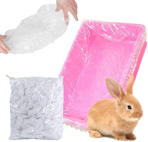 Ouliget Disposable Rabbit Cage Liner Bag with Elastic,Portable Large Size Pet Litter Box Tidy Bags,Small Animal Universal Toilet Film for Bird Hamster Cat Hedgehog,50 Pieces