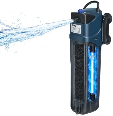 coospider-repta 132GPH Fish Tank Filter Aquarium Green Clean Submersible Machine, U-V for Aquarium for 10-60 Gal Tank