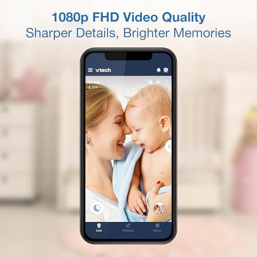 VTech Smart WiFi Baby Monitor, 2 Cameras for Twins & Two Rooms – 7" Split Screen, 2K Sensor, Wide-Angle View, Free App, Night Light, Two-Way Talk | Smart Max Twin