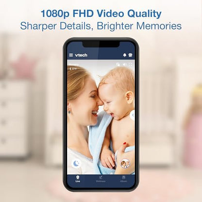 VTech Smart WiFi Baby Monitor, 2 Cameras for Twins & Two Rooms – 7" Split Screen, 2K Sensor, Wide-Angle View, Free App, Night Light, Two-Way Talk | Smart Max Twin