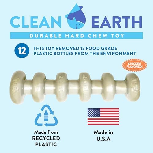 Spunky Pup Clean Earth Recycled Stick | Made in USA | Made from 100% Recycled Water Bottles, Gray