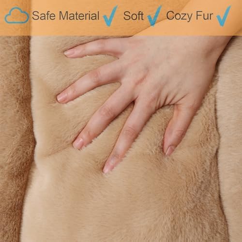 Dog Beds Crate Pad for Medium Dogs Fit Metal Crates or Cages,Ultra Soft Dog Kennel Mat for Crates Washable with Anti-Slip Bottom Kennel Pad for Dogs Cozy Sleeping Mattress,30" x 19",Light Brown