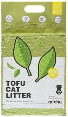 Michu Tofu Cat Litter Natural Clumping Tofu Cat Litter, Fast Clumping and Easily Scoop-able 5.5lb/88oz 5 Scents - Greentea, 4 Pack