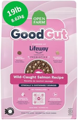 Open Farm GoodGut Dry Dog Food, Wild Caught Salmon w.Probiotics, 19lb Bag