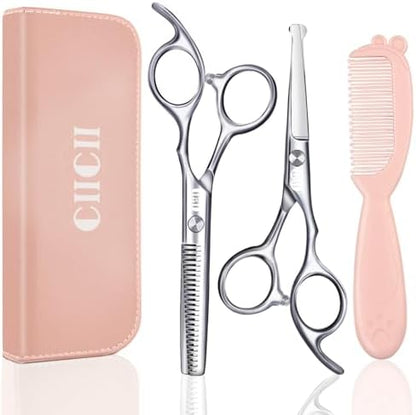 CIICII Kids Hair Cutting Scissors Shears Kit, Safe Round Tip Baby Scissors