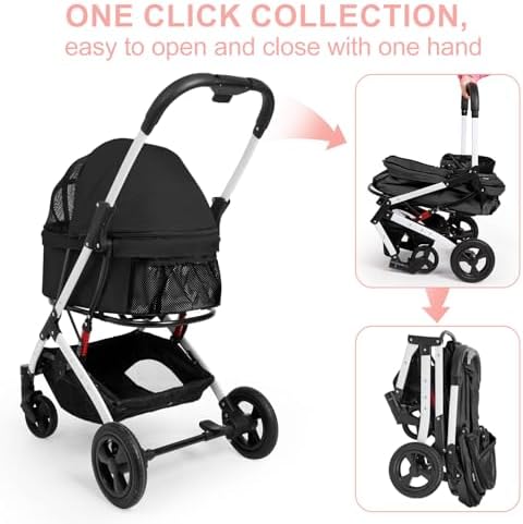 Pet Stroller for Small Dogs and Cats, Black