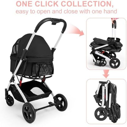 Pet Stroller for Small Dogs and Cats, Black