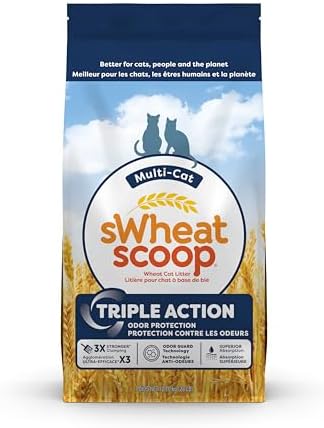 sWheat Scoop Triple Action Natural Wheat Cat Litter Odor Guard Technology, 3X Stronger Clumping, Super Absorbtion, 99.5% Dust Free Performance, 28 Pounds