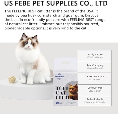 Tofu Cat Litter, Plant-Based Flushable Fast Clumping 33.6 lb, 6 Bags