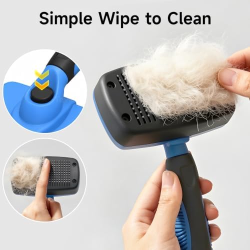 Self-Cleaning Dog Brush for Shedding, Slicker Brush & Grooming Tool