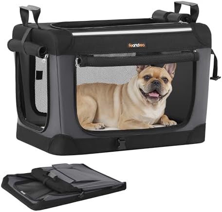Feandrea Collapsible Dog Crate, Portable Oxford Fabric Pet Carrier, 24-Inch