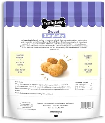 Three Dog Bakery Peanut Butter & Honey Bites for Dogs - 13 oz Bag