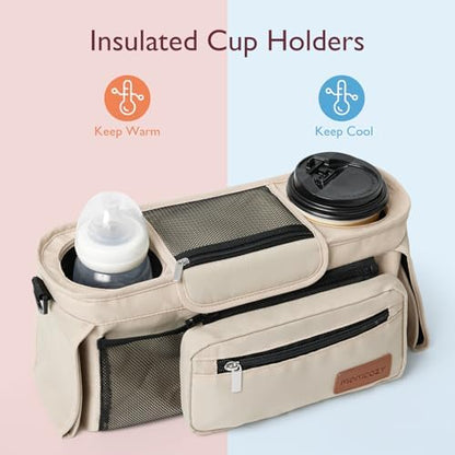 Momcozy Universal Stroller Organizer with Insulated Cup Holder