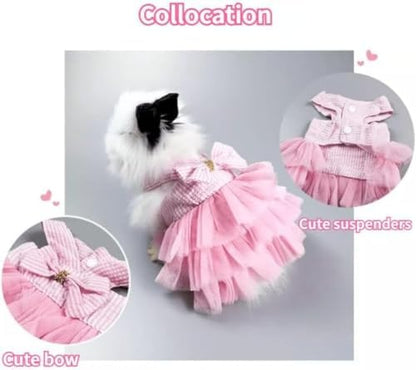 Bunny Dress Rabbit Tutu Skirt Holiday Outfit for Ferret (Striped Pink,XS)