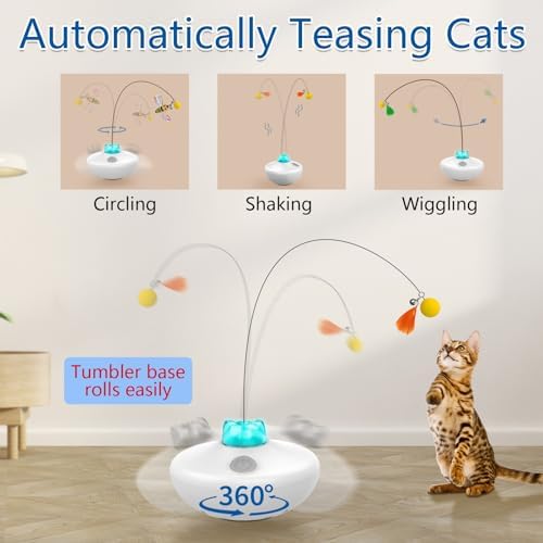 Oxawo Interactive Cat Toys Indoor Cats Toy Automatic Moving Feather Wand