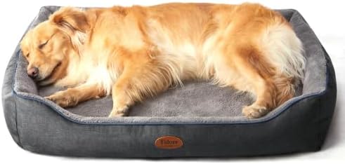 Tidore Orthopedic Dog Beds for Medium Dogs, Durable Egg Crate Foam Sofa Dog Bed wit Washable Removable Cover,Waterproof Lining,Pet Bed for Large Dogs (Dark Grey-Velvet, 39.4" L x 31.5" W x 7.4" Th)