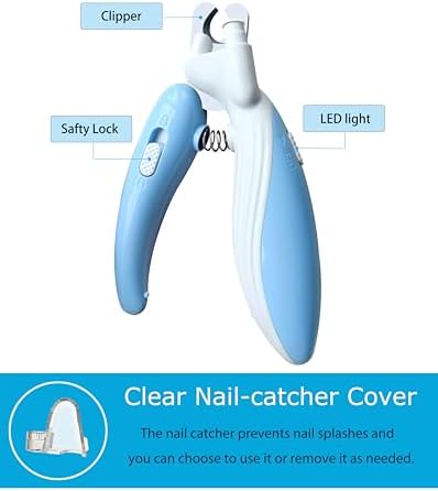 Cat Dog Pet Nail Clippers with Light, Llluminates Cat Dog Nails or Bloodline,Safety Pet Nail Clipper for Dogs, Cats, Rabbits Sharp No Nail Splitting (Pink)