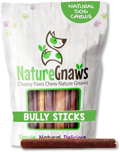 Nature Gnaws Extra Large Bully Sticks 11-12" Rawhide Free Dog Chew, 6 Count