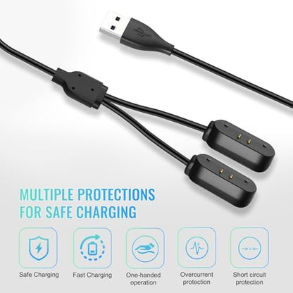 2-in-1 Portable Magnetic Quick Charge Cable | Anti-Lost Heavy-Duty | Replacement for Tractive Dog GPS Tracker | Travel-Friendly Compact USB Cord for Home & Outdoor (Black)