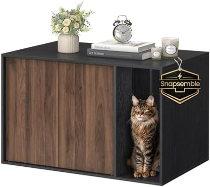 SONGMICS HOME Cat Litter Box Enclosure, Snapsemble Superfast Assembly