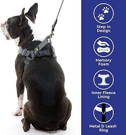 Gooby, Medium Green Memory Foam Escape Free Harness with 4-Point Adjustment for Small Dogs