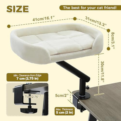 PAWZ Road Cat Desk Bed 360°Rotating Supports to 50 Lbs Cozy Nest for Desk