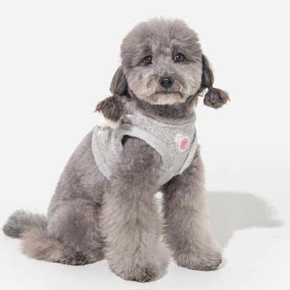 Pinkaholic New York Lidia Vest Dog Harness Step-in Warm Winter Flower Pattern for Small Dog, Light Grey, Large