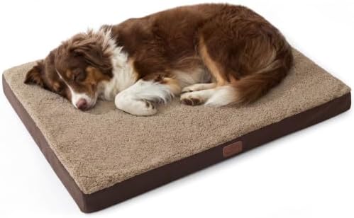 Bedsure Washable Dog Beds Large Sized Dog with Comfy Sherpa, 36x27in Brown
