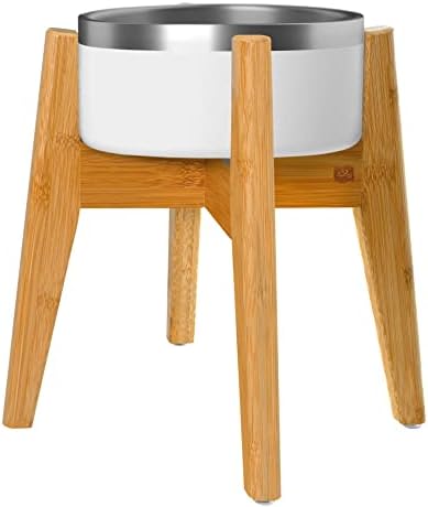 Dog Bowl Stand for Large Dogs - Adjustable, Bamboo