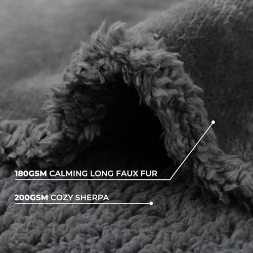 Luciphia Waterproof Bed Blanket Washable, Soft Sherpa Fleece Puppy Reversible Throw Blankets for Medium Large Dog Cat, Furniture Cover Protector Couch Bed from Liquid Pee and Pet Fur, Grey,65" x 57"