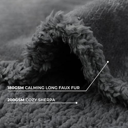 Luciphia Waterproof Bed Blanket Washable, Soft Sherpa Fleece Puppy Reversible Throw Blankets for Medium Large Dog Cat, Furniture Cover Protector Couch Bed from Liquid Pee and Pet Fur, Grey,65" x 57"