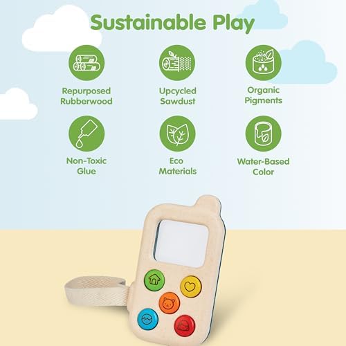 PlanToys® Wooden My First Phone Toy for Toddlers Montessori Baby Sensory