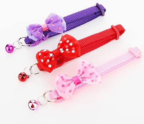 3 Pcs Rabbit Adjustable Collars with Bell, Guinea Pig Bow-Knot Cute Collar, Small Animal Exercise and Interaction Accessories (Colors May Vary)