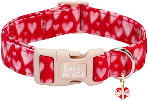 Valentine's Lovely Pink Heart Dog Collar for Large Dogs