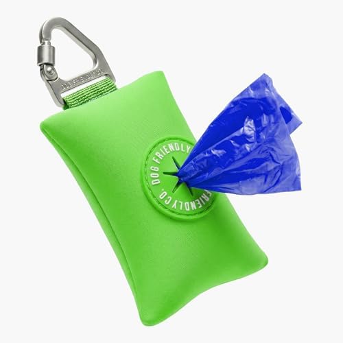 Dog Friendly Co. Poop Bag Holder for Leash, Dog Waste Bag (Neon Green)