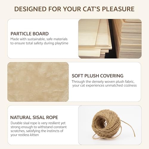 Cat Wall Furniture, 16 in 1 Cat Shelves w/Tunnel & Bridge, Beige