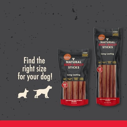 Canine Naturals Beef and Bully Sticks for Dogs, Large, Bulk, 48 Count